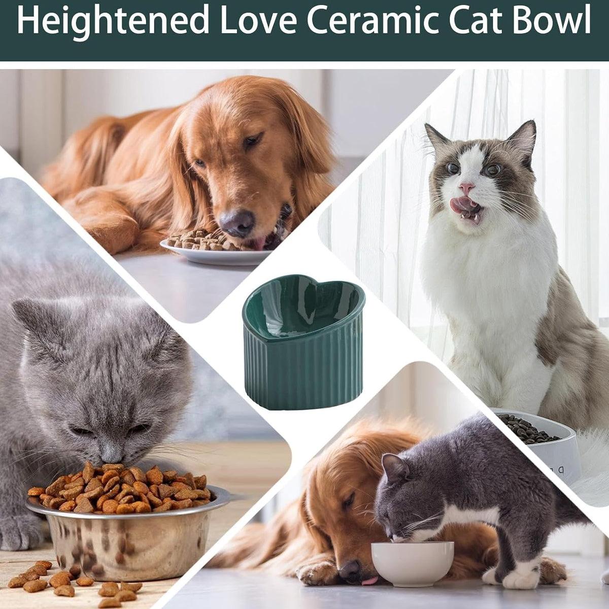 Love Shape Slanted Cat Bowl Ceramic Black - Image 4
