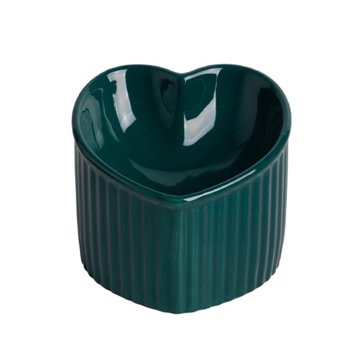 Love Shape Slanted Cat Bowl Ceramic Black - Image 8