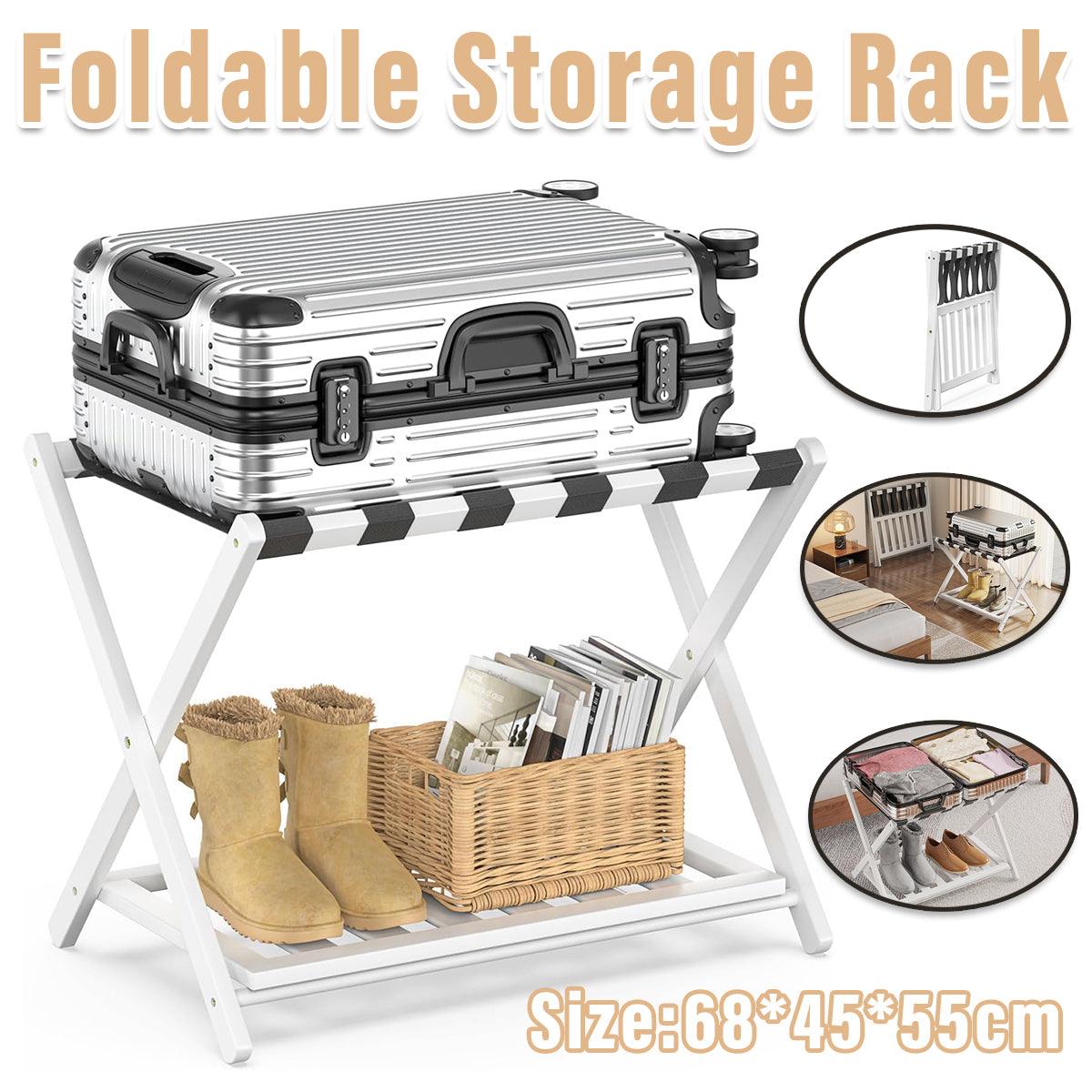 Foldable Luggage Rack Stand Black