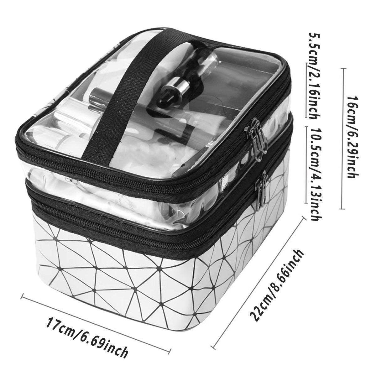 Portable Double-Layer Waterproof Cosmetic Bag Silver - Image 3