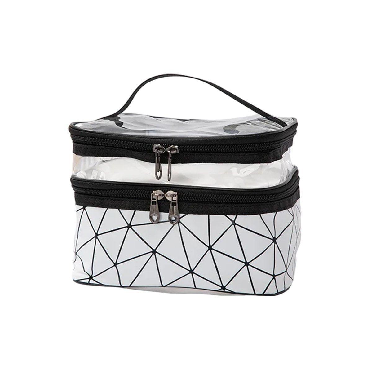 Portable Double-Layer Waterproof Cosmetic Bag Silver - Image 7