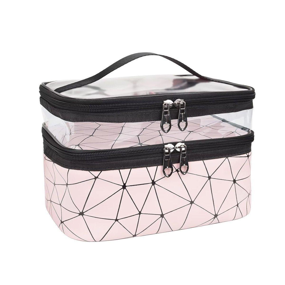 Portable Double-Layer Waterproof Cosmetic Bag Silver - Image 8