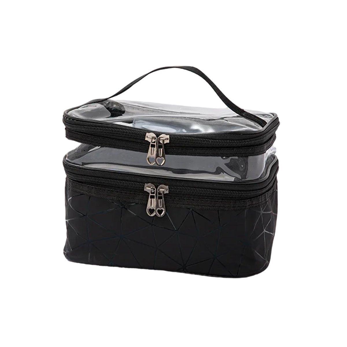 Portable Double-Layer Waterproof Cosmetic Bag Silver - Image 9