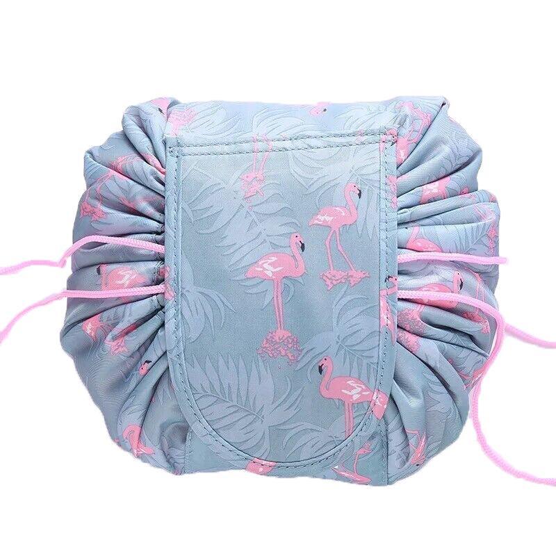 Portable Travel Makeup Bag Green Flamingo - Image 11