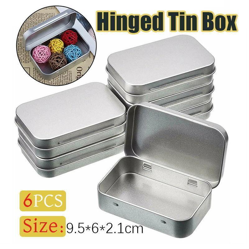 Small Metal Storage Tin Box with Lid 6PCS