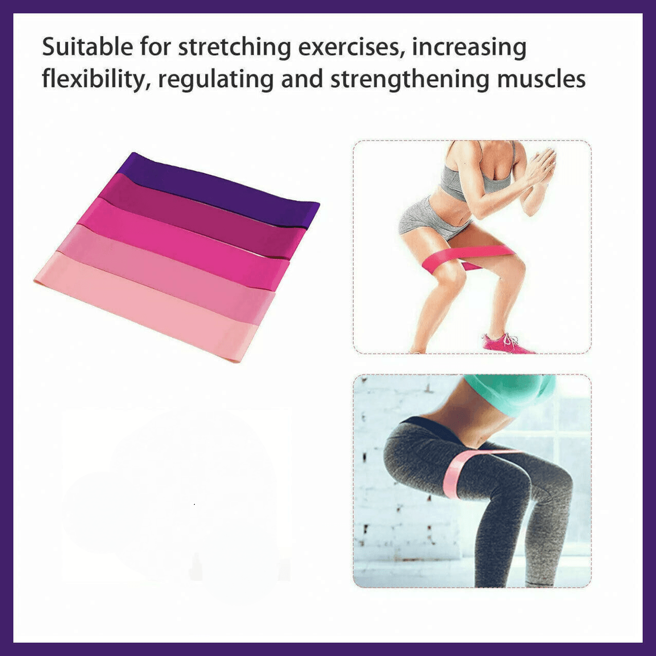 Exercise Resistance Bands Dark Pink 600x50x0.7mm - Image 5