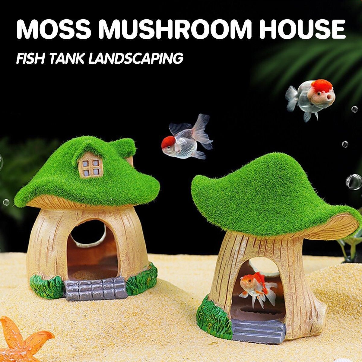 Aquarium Moss Mushroom House With Window - Image 2
