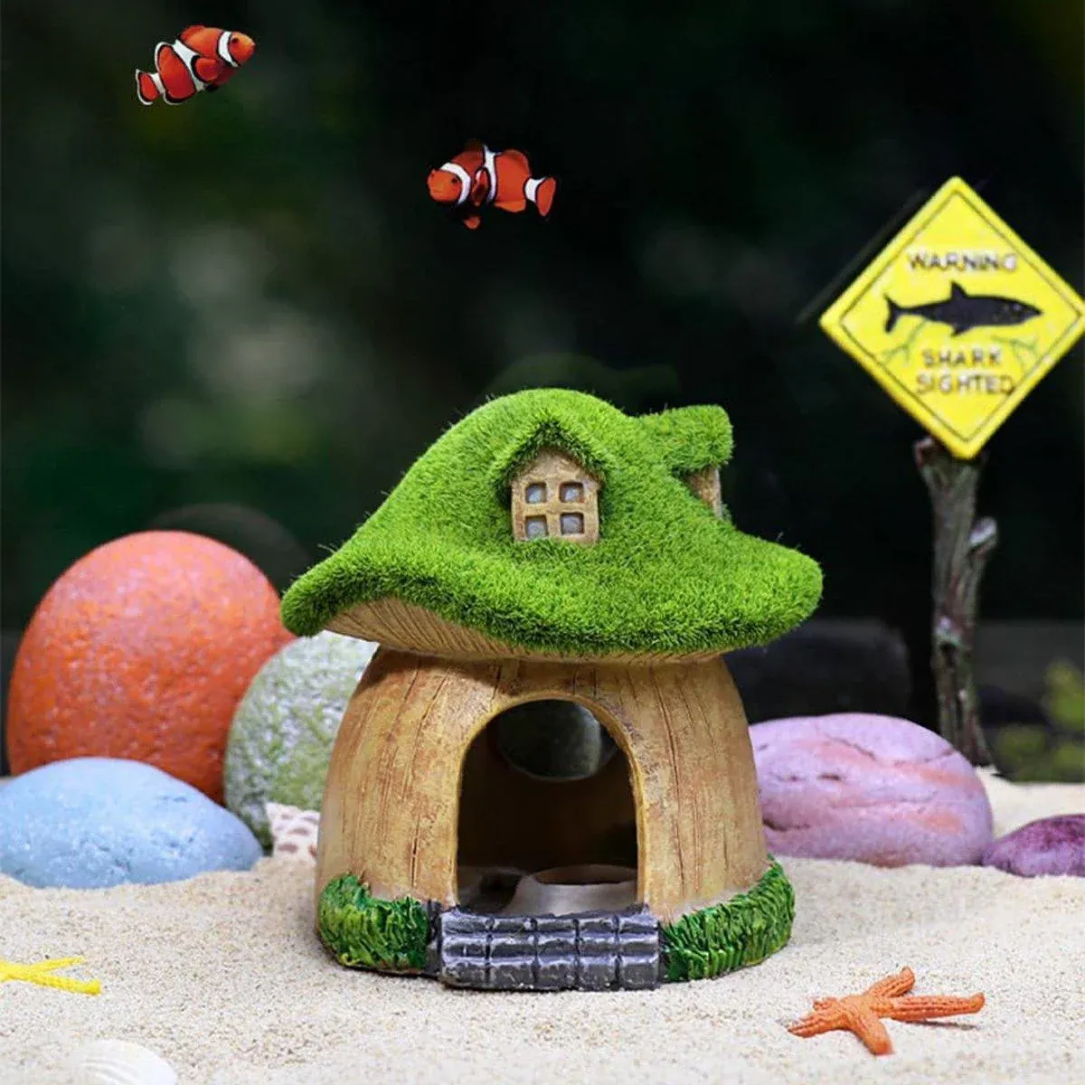 Aquarium Moss Mushroom House With Window - Image 10