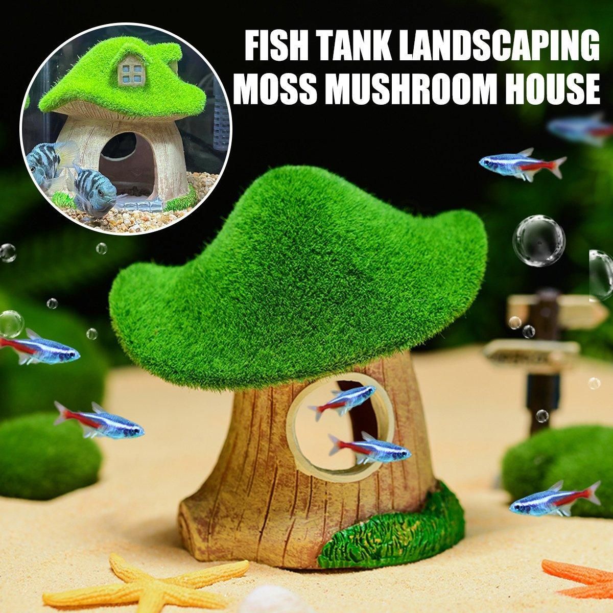 Aquarium Moss Mushroom House With Window - Image 15