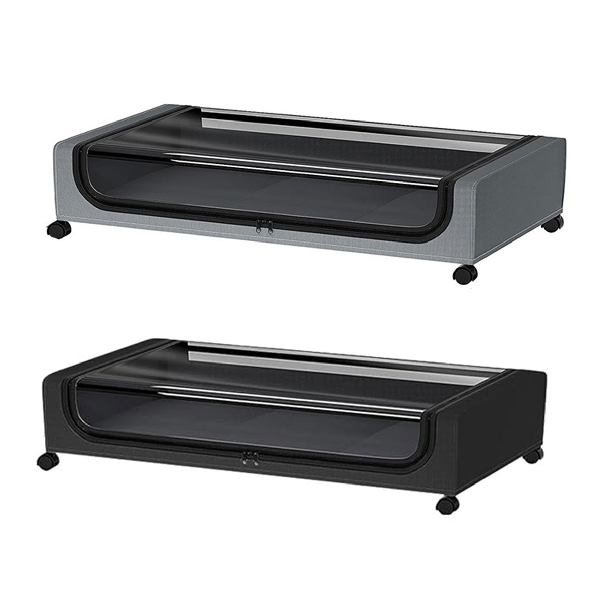 Under Bed Storage Rack with Wheels Black - Image 2