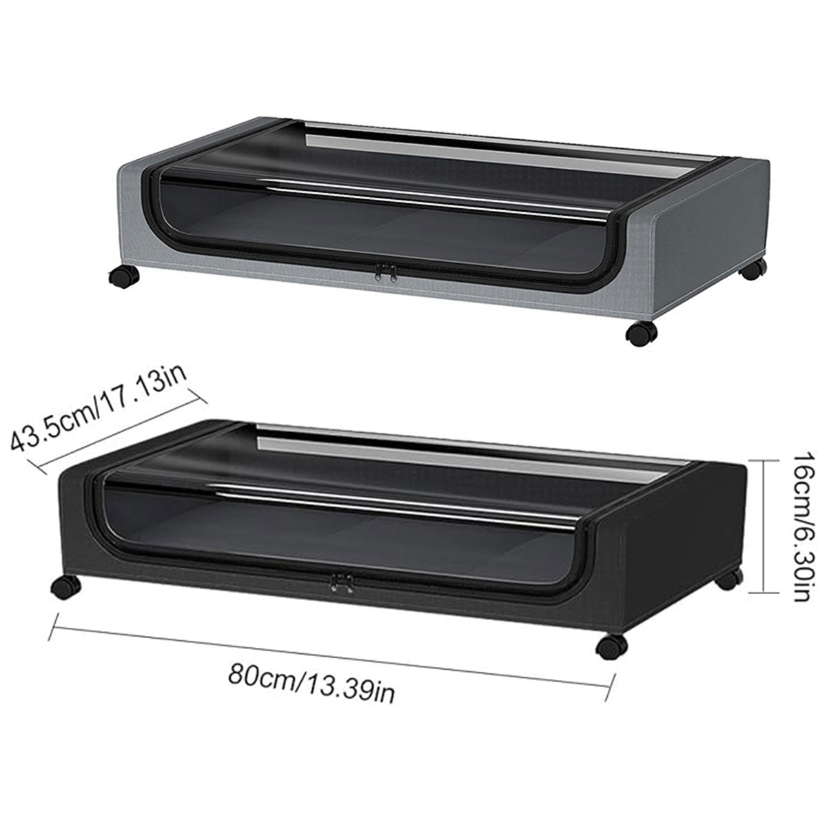 Under Bed Storage Rack with Wheels Black - Image 3