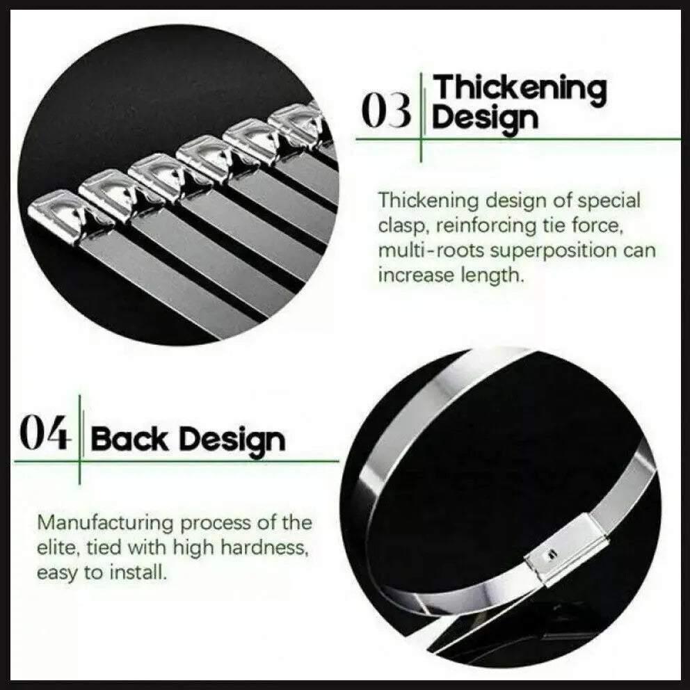 100x Stainless Steel Cable Ties 4.6x600mm - Image 5