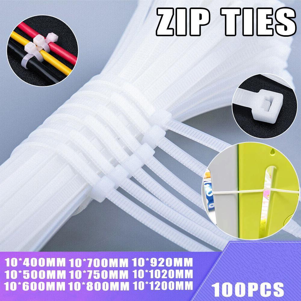 100X Cable Ties 10x700mm White