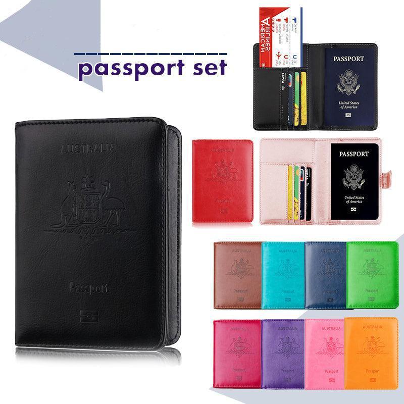 RFID Passport Holder Slim Leather Rose Red
