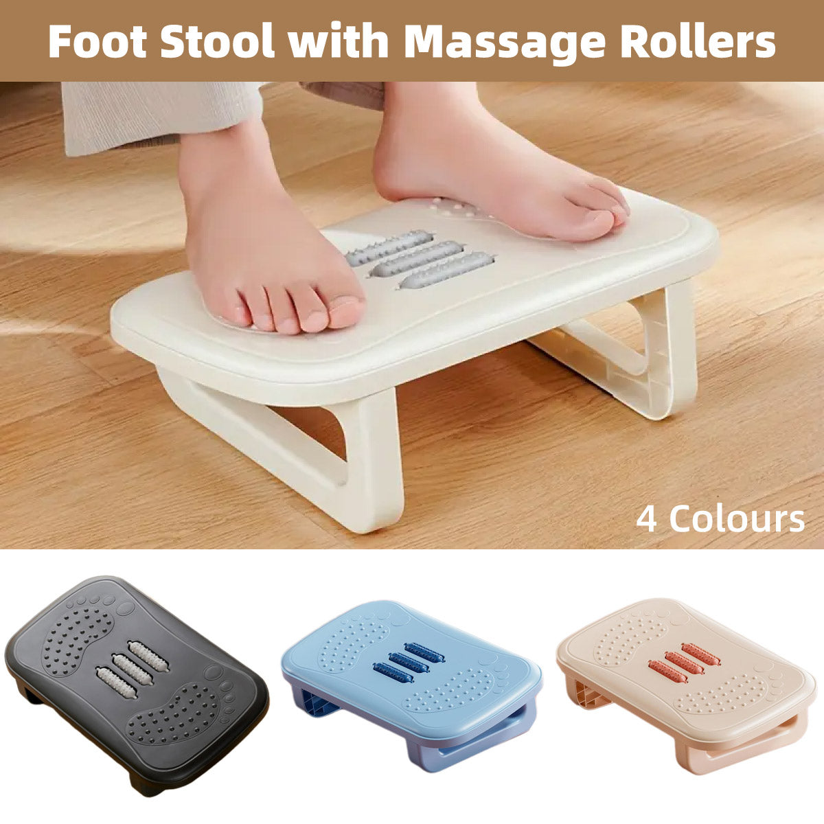 Ergonomic Office Footrest Adjustable Black
