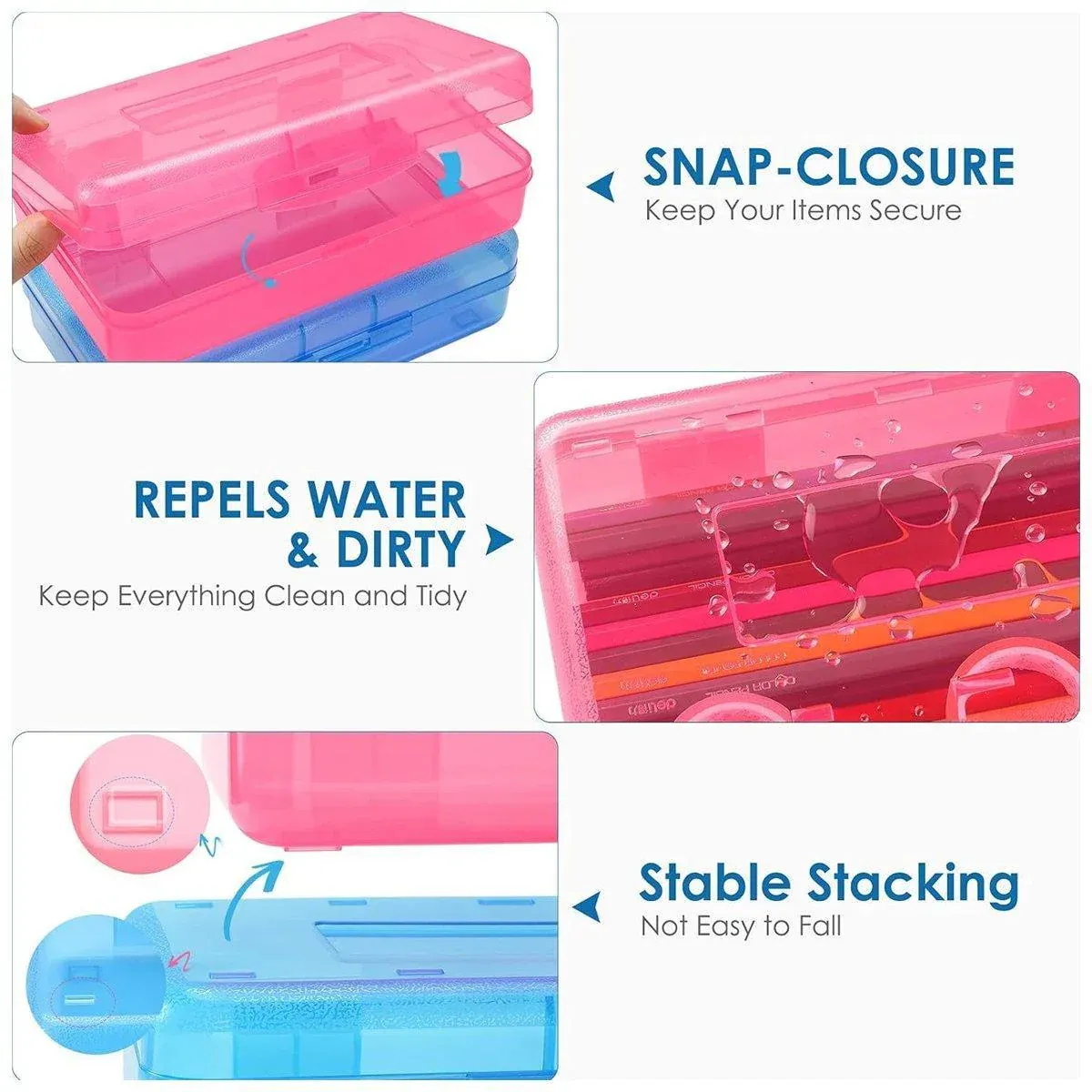 Large Capacity Transparent Plastic Pencil Case Transparent - Image 5
