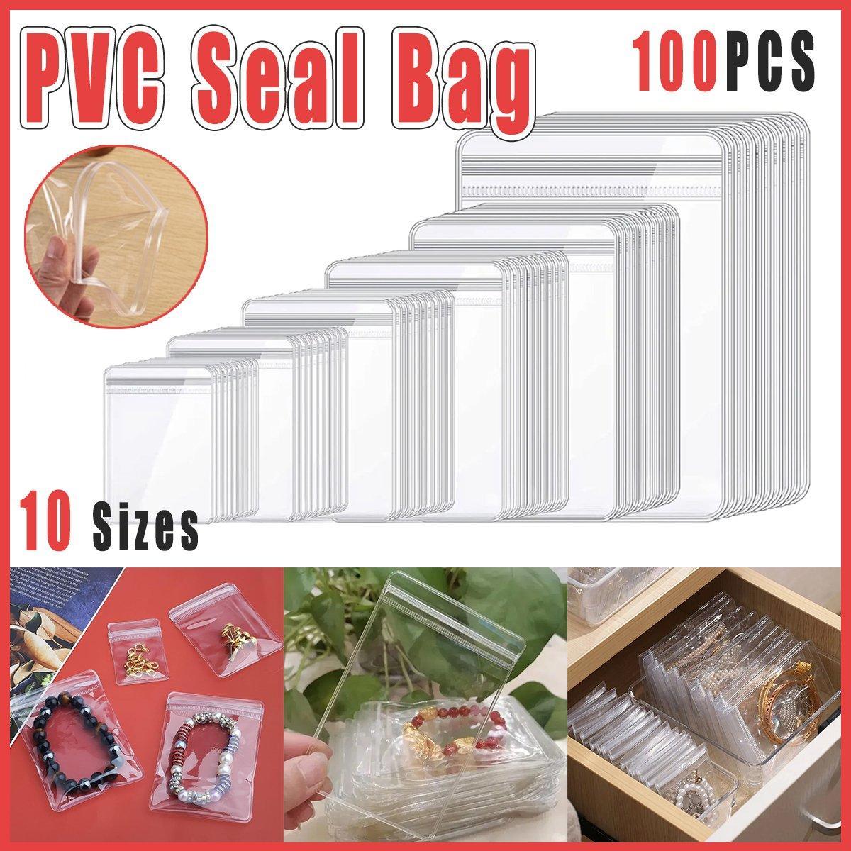 100pcs PVC Self-Sealing Jewelry Bags 9x13cm