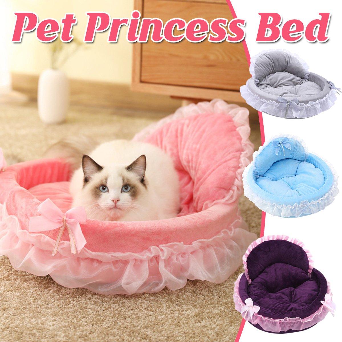 Princess Pet Kennel Soft Cat Dog Bed Grey