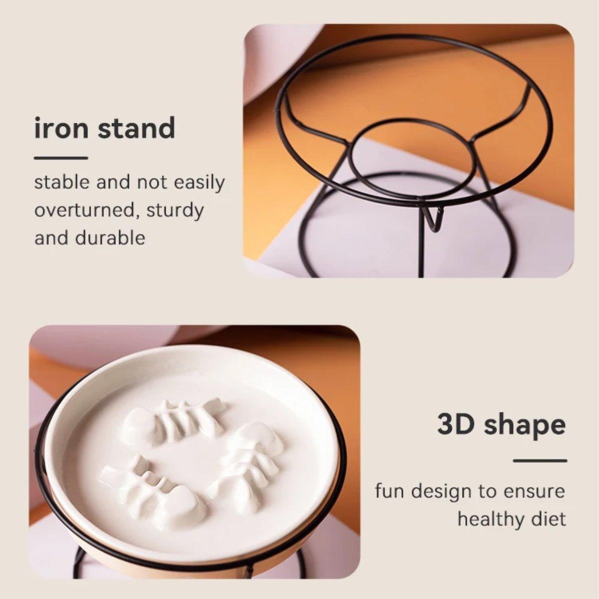 Ceramic Cat Bowl Slow Feeder Black - Image 4