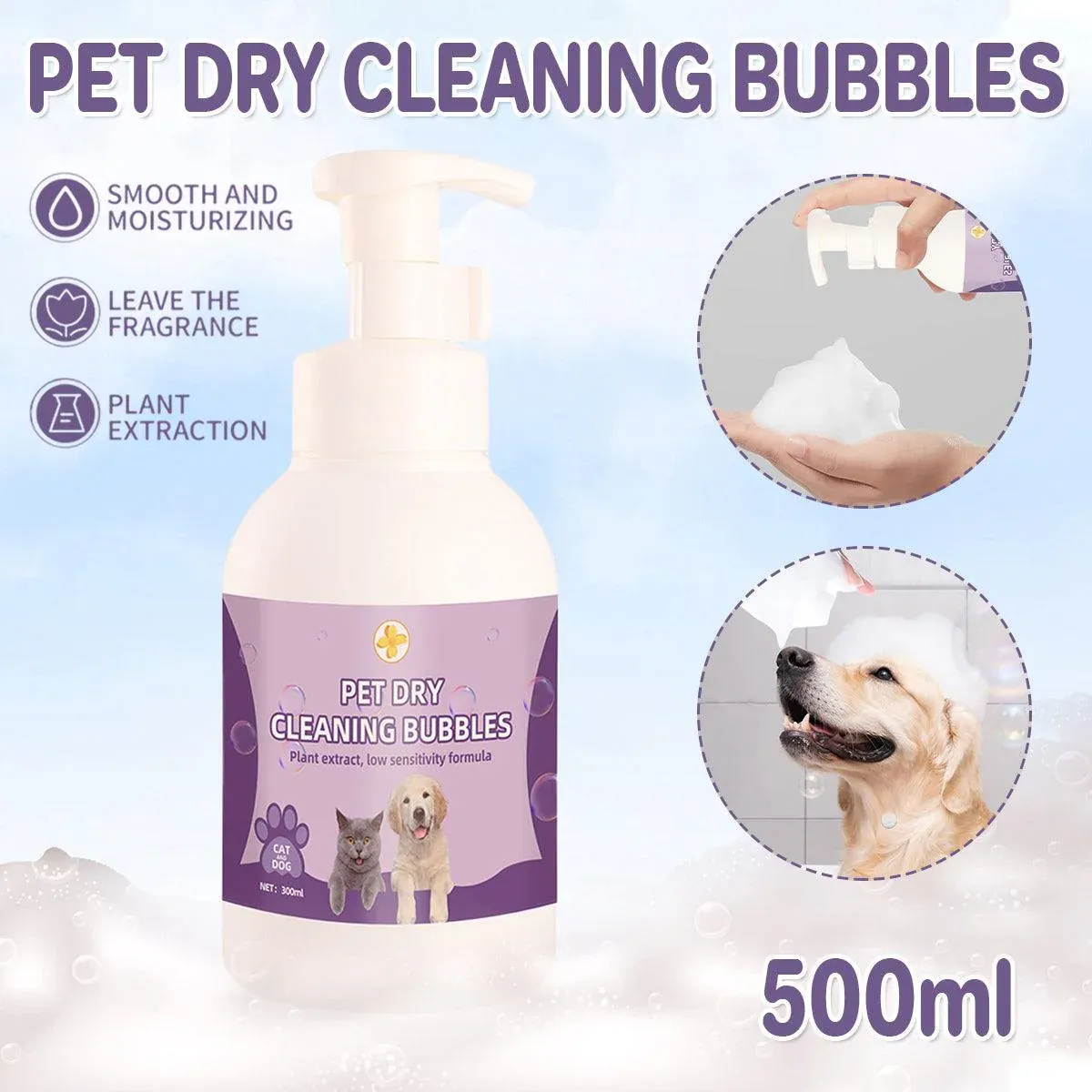 500ml Pet Leave In Dry Cleaning Foam No Rinse