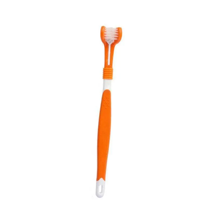 Three Sided Dog Toothbrush Orange Soft