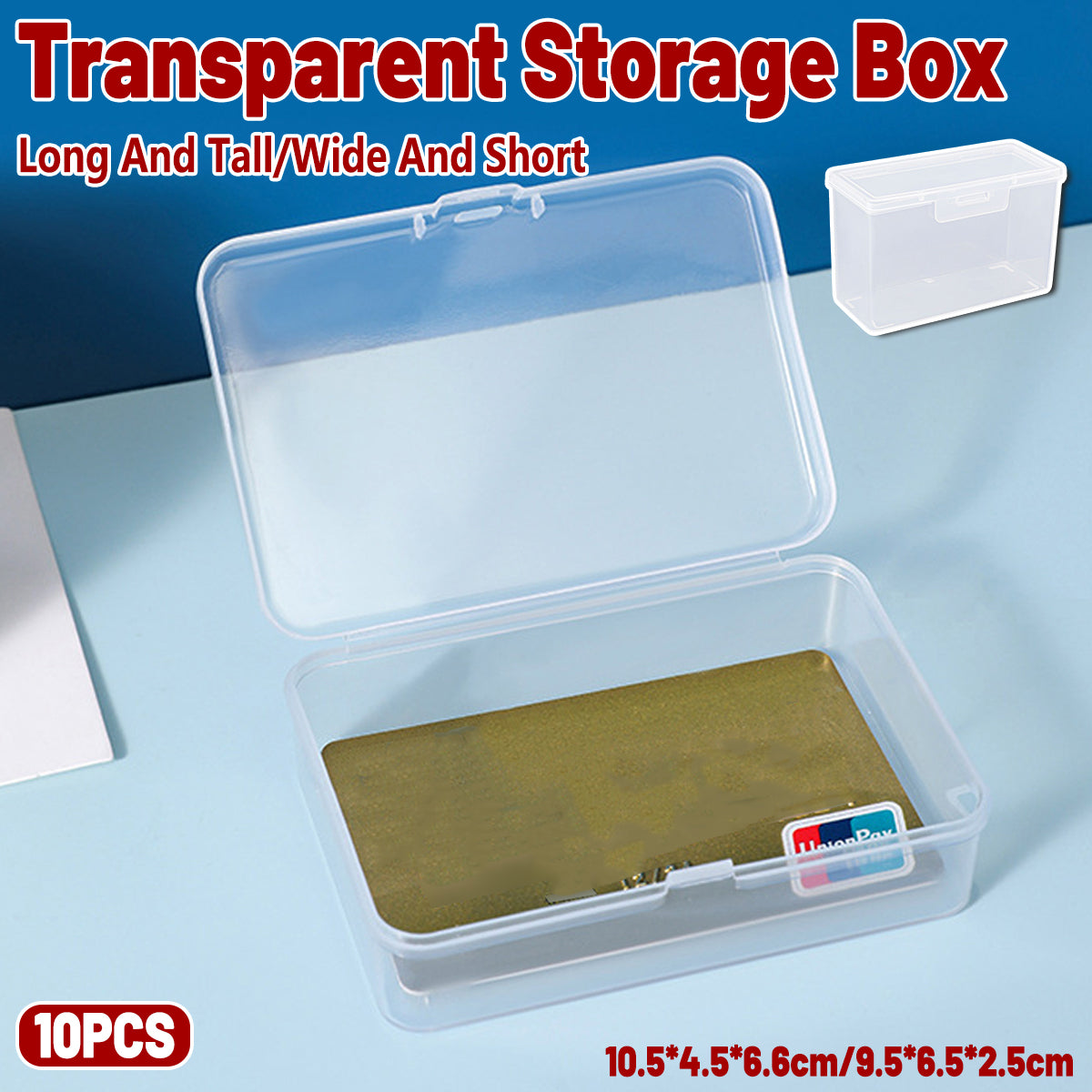 10PCS Card Storage Box Transparent Long and Tall