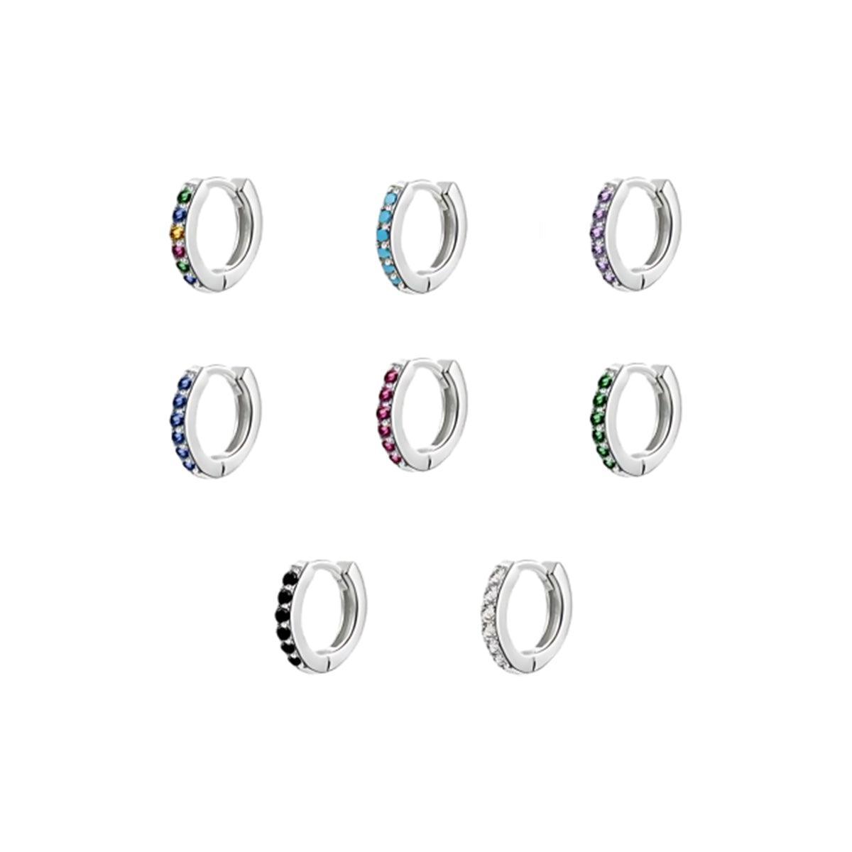 925 Silver Hoop Earrings Gold Blue Crystal - Image 3