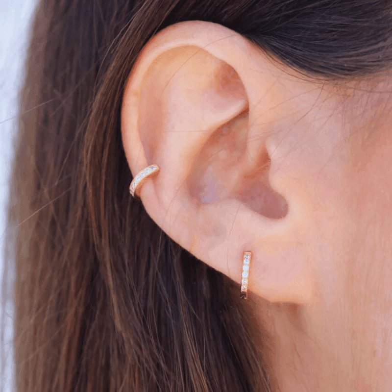 925 Silver Hoop Earrings Gold Blue Crystal - Image 5