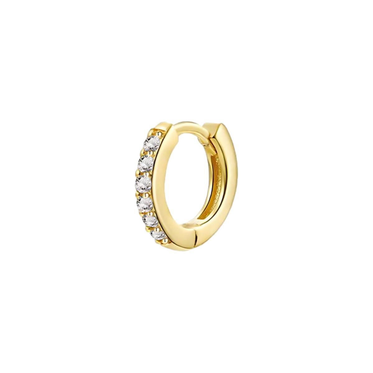 925 Silver Hoop Earrings Gold Clear Crystal - Image 13