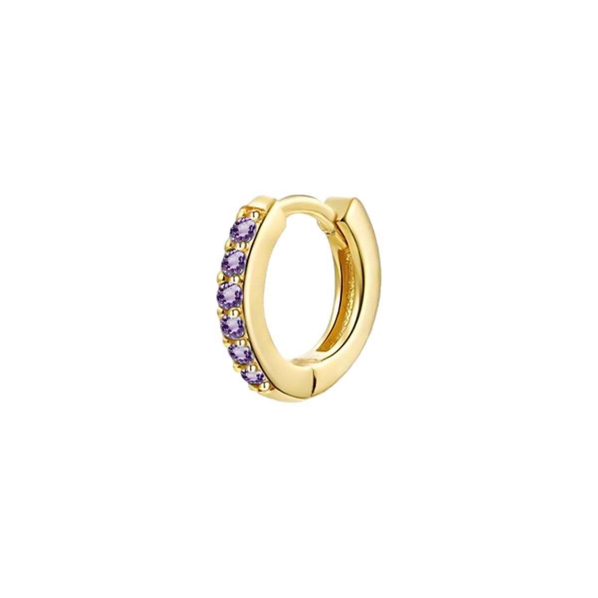 925 Silver Hoop Earrings Gold Clear Crystal - Image 18