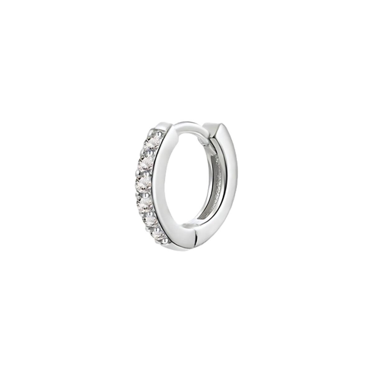925 Silver Hoop Earrings Silver Clear Crystal - Image 6