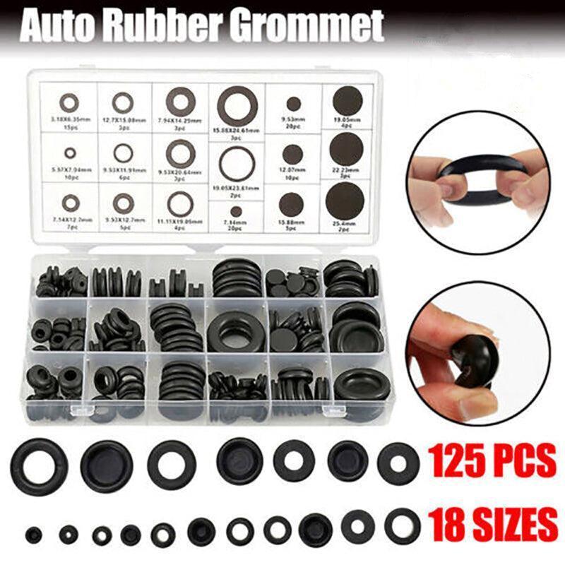 125Pcs Rubber Grommet Set 18 Sizes