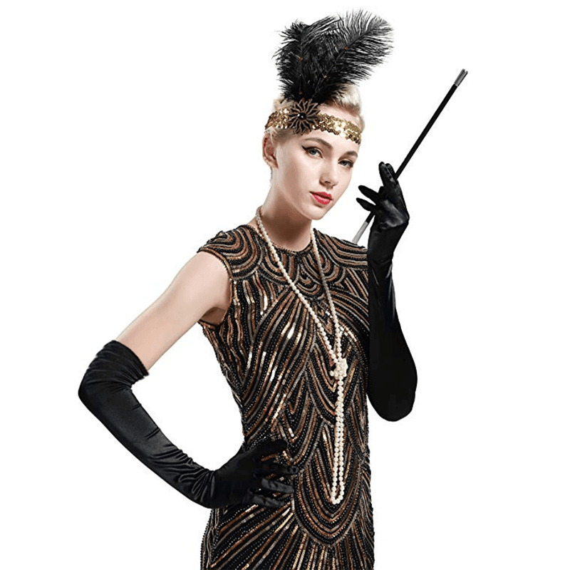 Long Satin Opera Gloves - Brown - Image 5