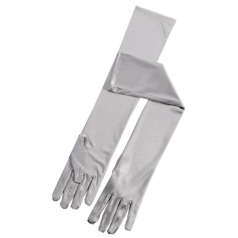Long Satin Opera Gloves - Blue - Image 12