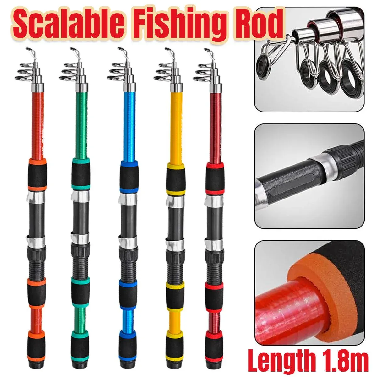 Telescopic Fishing Rod Yellow - Image 2