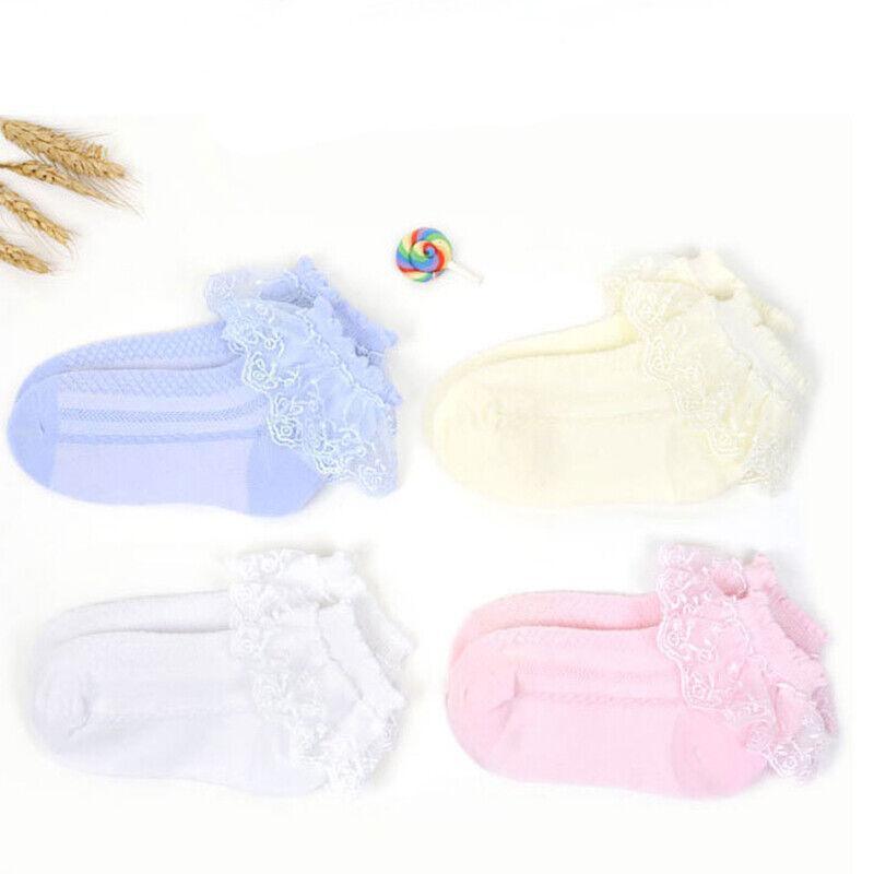Lace Ruffle Frilly Short Socks for Girls Pink - Image 5