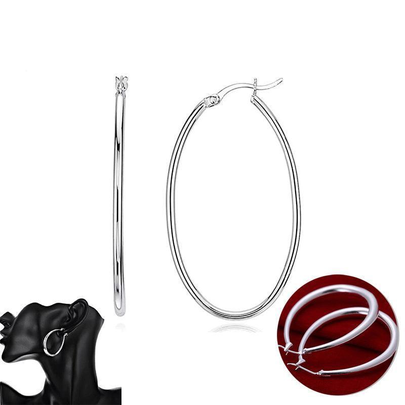 Elegant Teardrop Silver Hoop Earrings 41mm