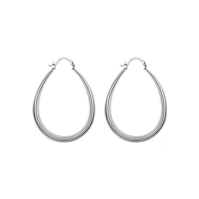 Elegant Teardrop Silver Hoop Earrings 41mm - Image 2