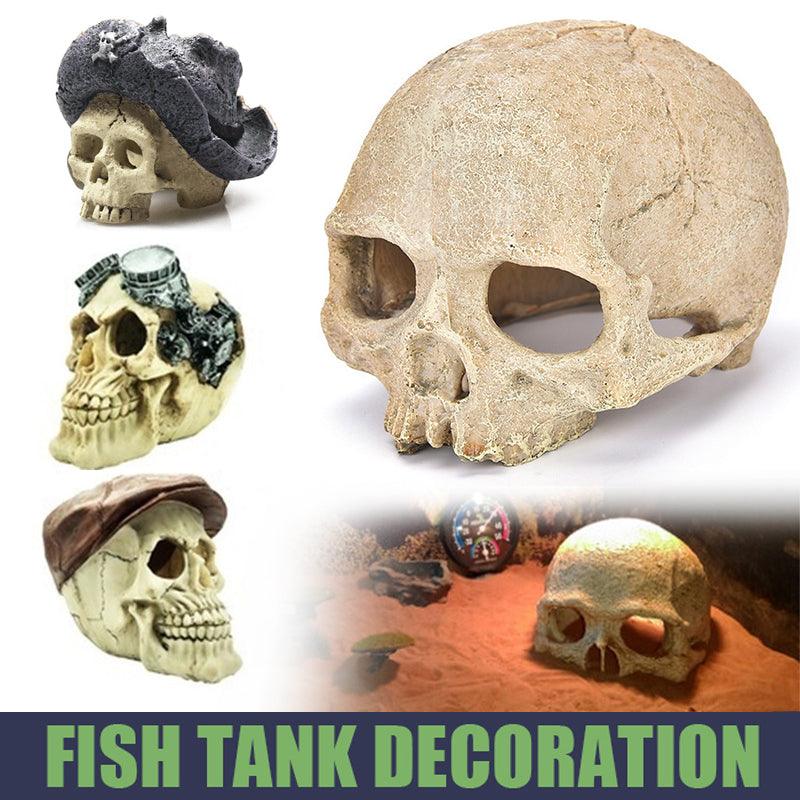Artificial Fake Skull Head Aquarium Ornament Hat