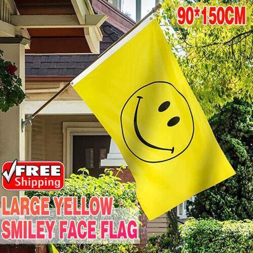 Large Yellow Smiley Face Flag 90x150cm
