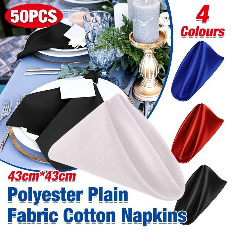 50PCS Polyester Plain Fabric Napkins Black