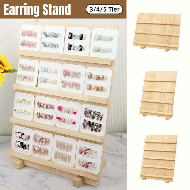 Wooden Earrings Display Rack 4-Tier