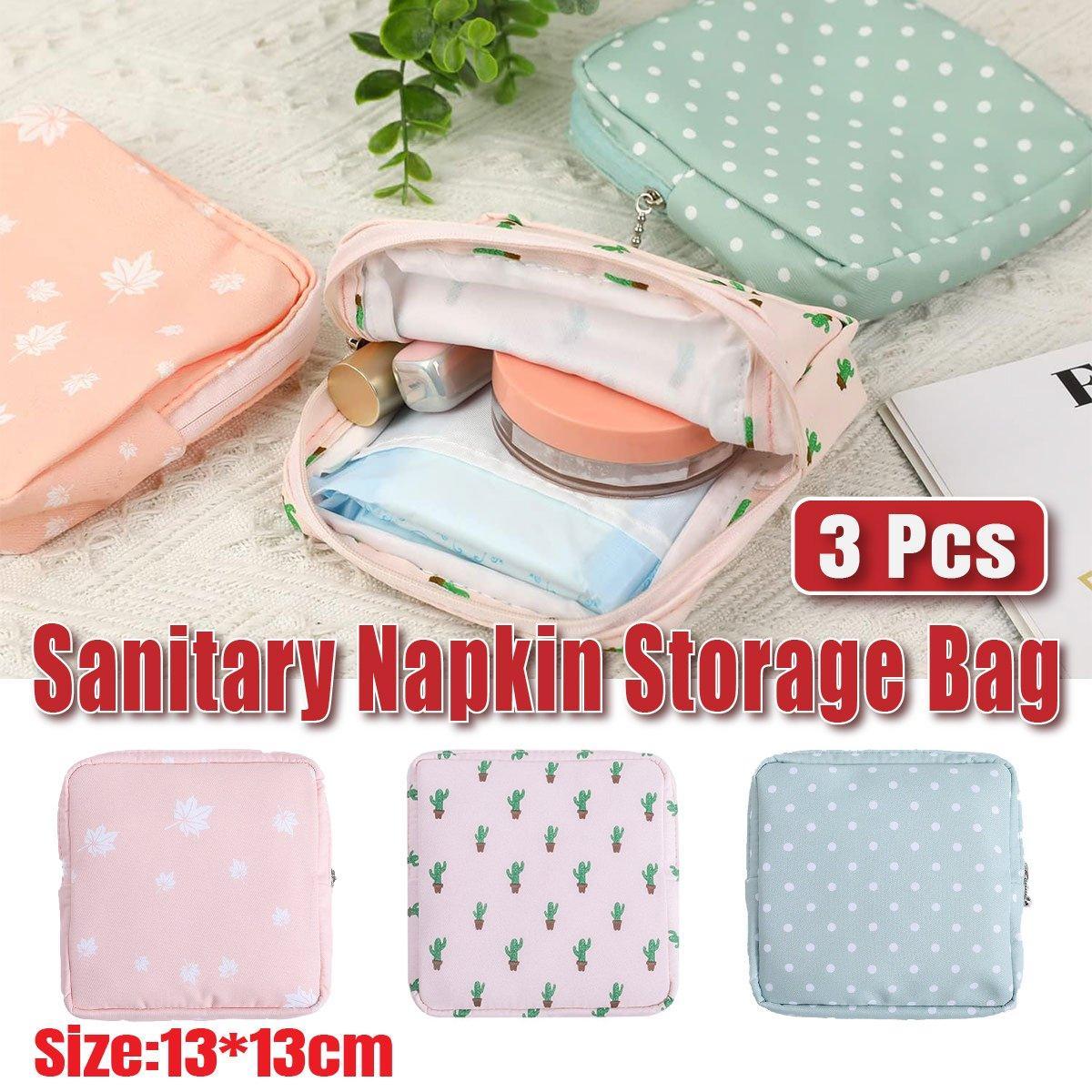 3PCS Cotton Sanitary Napkin Storage Bag