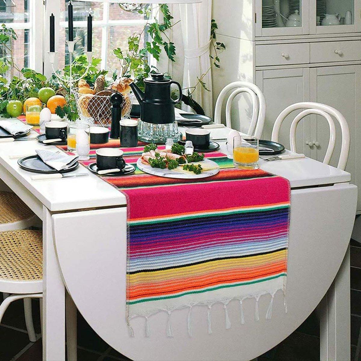 Woven Blanket Tassel Tablecloth Dark Blue - Image 5