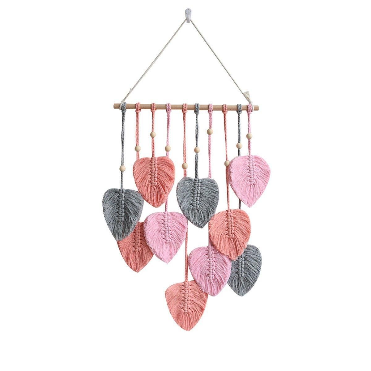 Handmade Braided Cotton Rope Wall Hanging Pink