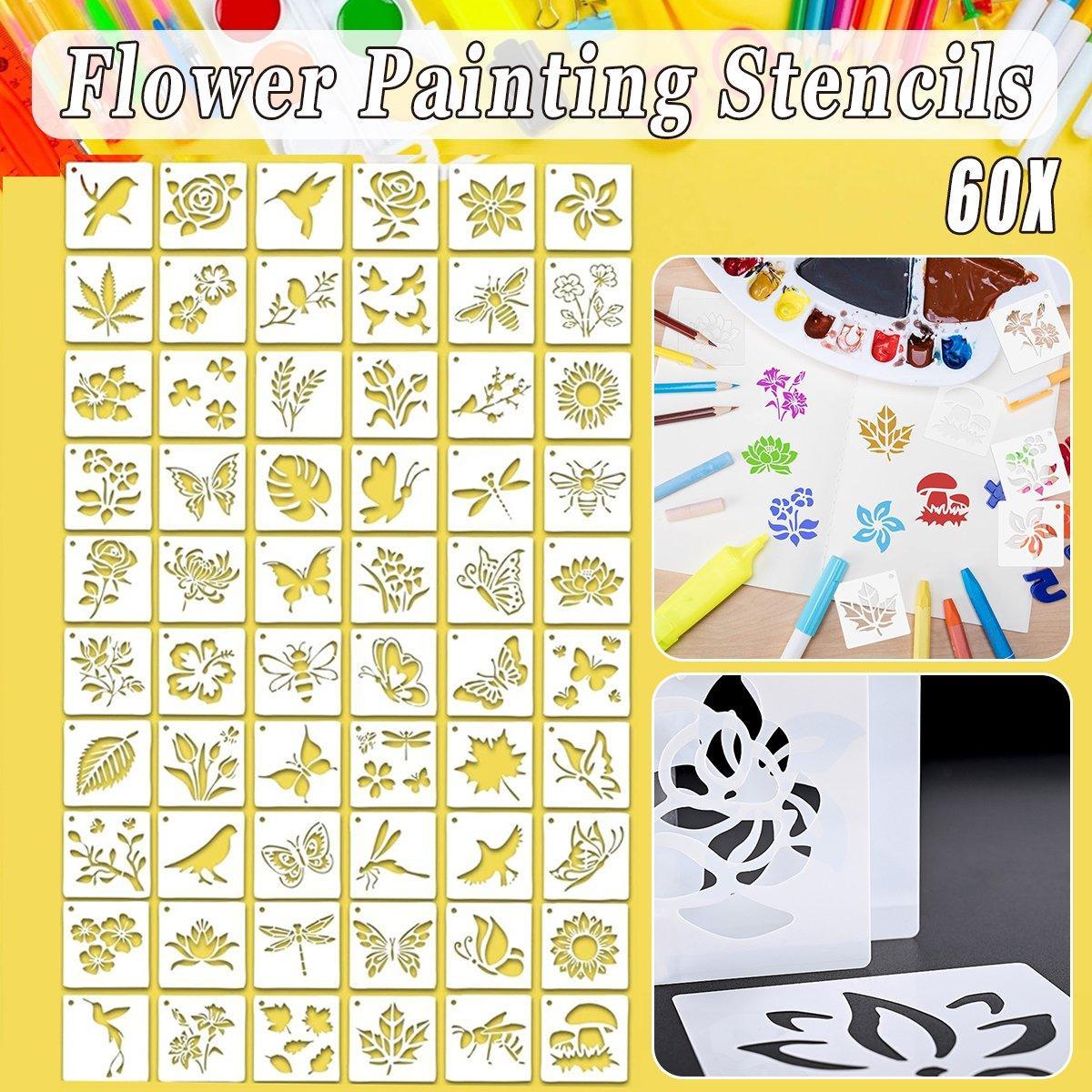 60X Flower Painting Stencils