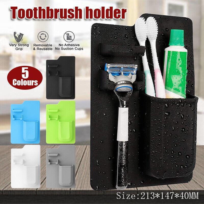 Silicone Shower Toothbrush Holder Black
