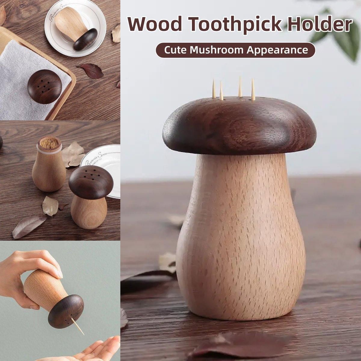 Solid Wood Toothpick Holder Mushroom
