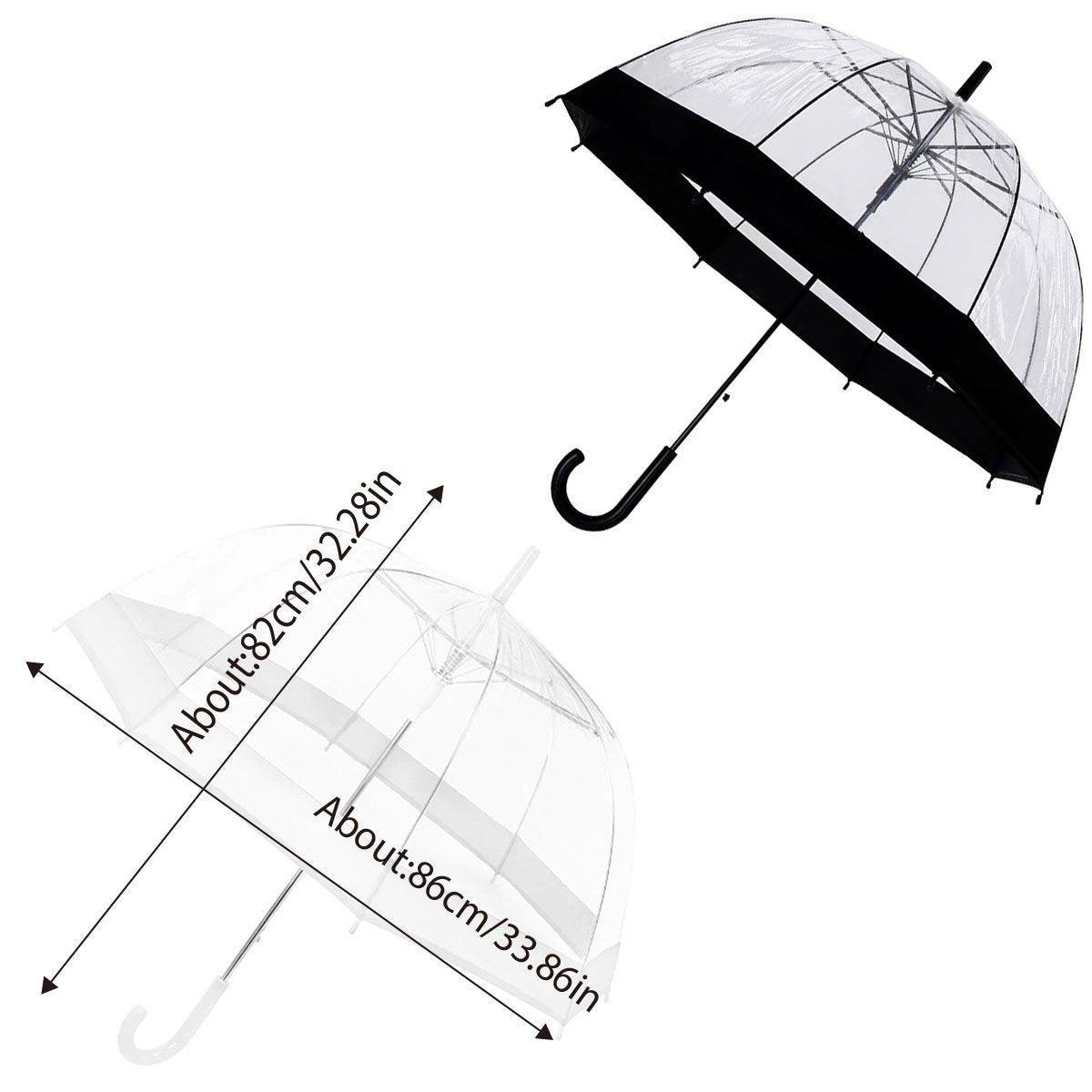 Clear Dome Umbrella Wedding Party Black - Image 3