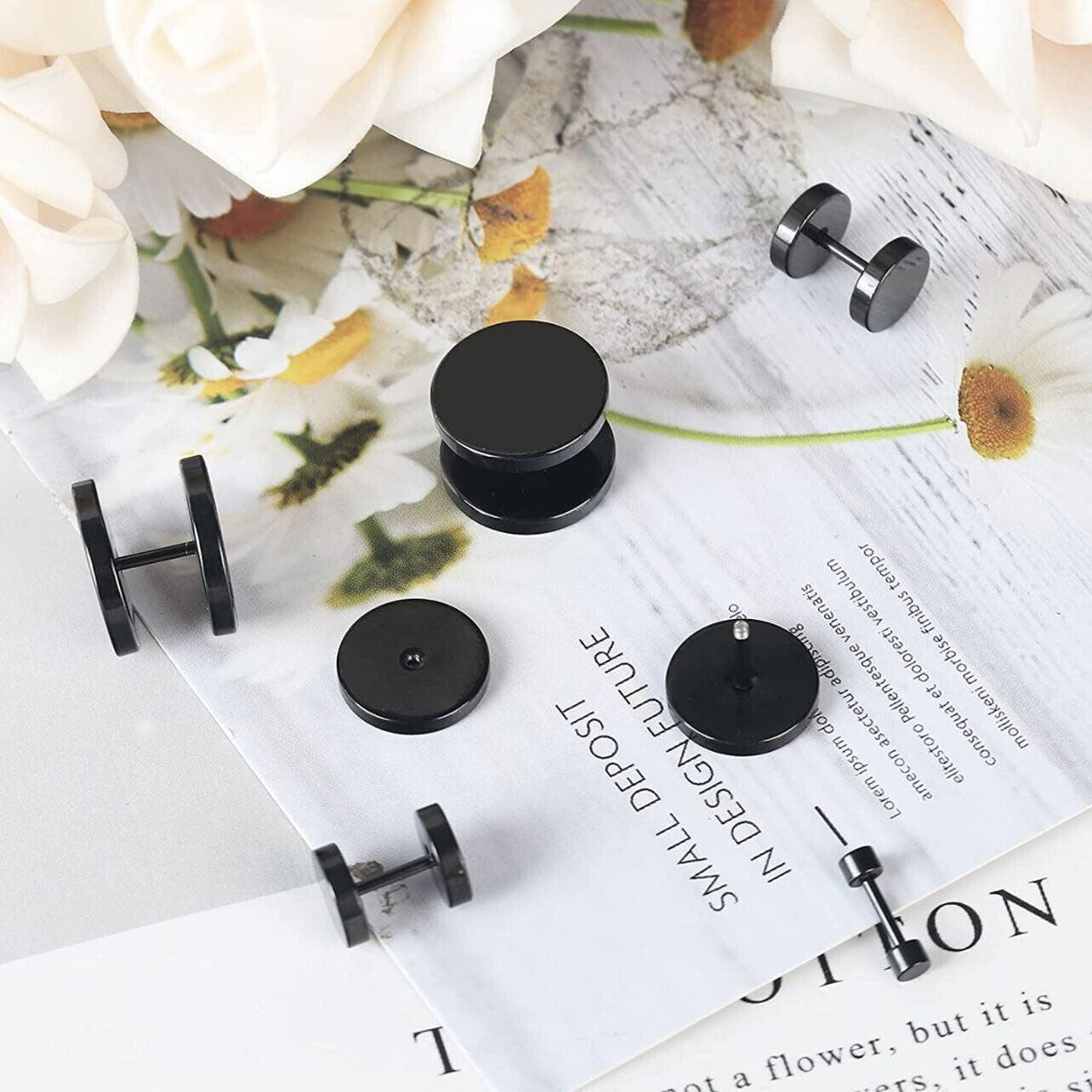 Black Flat Round Barbell Plug 8mm - Image 5